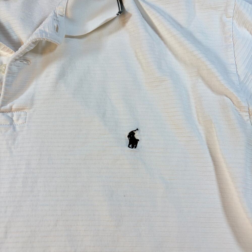 Polo golf Ralph Lauren mens cream texture polo. blue pony. Size L. preppy, - Picture 2 of 6